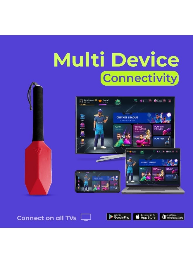 ميتاشوت لعبة مضرب الكريكيت الذكية MetaShot Go مع موصل تلفزيون MHL عالمي وبطاقة VIP رقمية | مضرب ألعاب كريكيت بمستشعر حركة | تطبيق بلوتوث | العب على التلفزيون والهاتف المحمول - Image 5